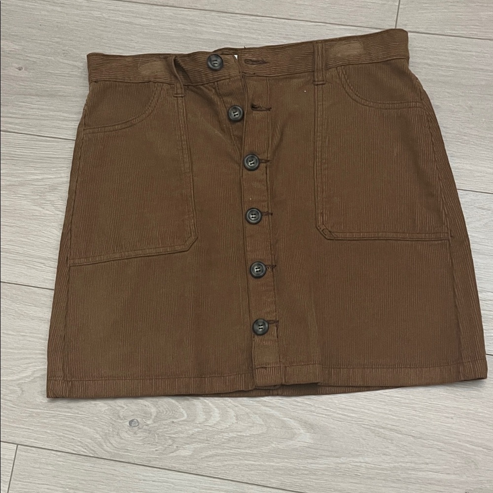 Kensie Brown Button-Down Mini Skirt